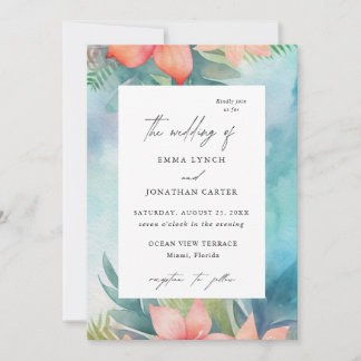 Tropical Blush Floral Moderne Faire-part de mariag