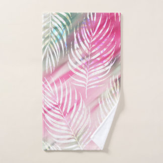 Tropical blush mint green white watercolor floral hand towel