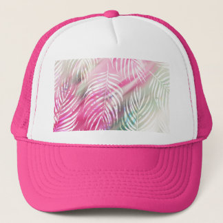 Tropical blush mint green white watercolor floral trucker hat