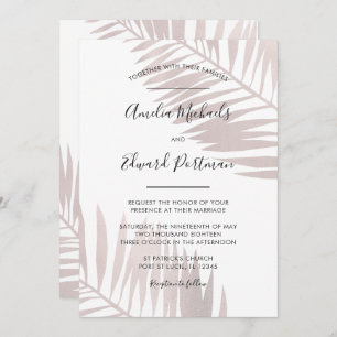 Tropical Blush Palms Wedding Invitation