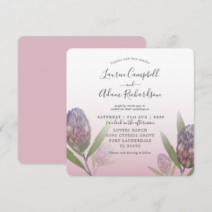 Tropical Blush Pink & Purple Floral Wedding Invitation