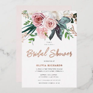 Tropical Blush Pink Roses Bridal Shower Rose Gold