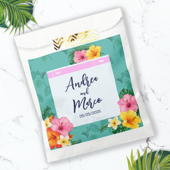 Tropical Boarding Pass Destination Wedding Favour Bag (Boarding Pass Destination Wedding Favor Bag)