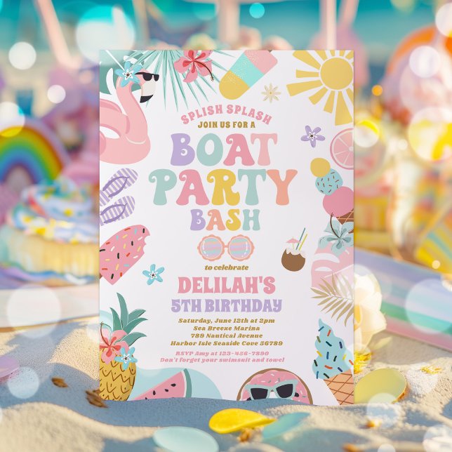  Tropical Boat Lake Ocean Marina Birthday Party Invitation (Creator Uploaded)