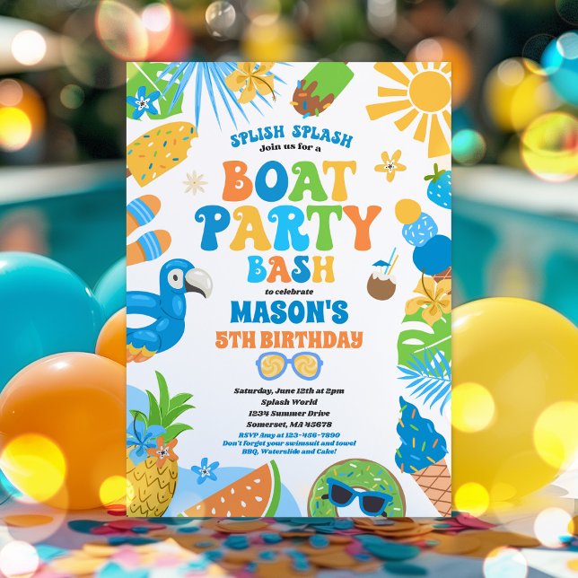  Tropical Boat Lake Ocean Marina Birthday Party Invitation (Creator Uploaded)