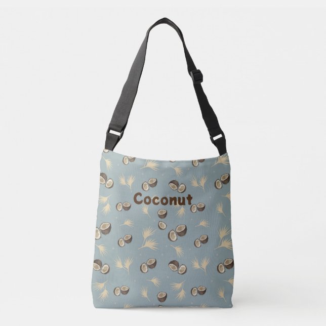 "Tropical Boho Coconut Pattern" Crossbody Bag (Front)