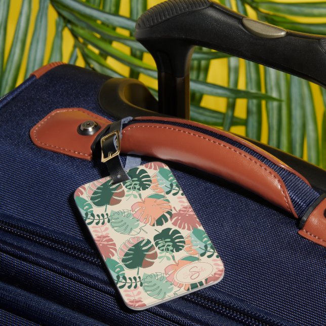 Tropical Boho Monstera Personalized Summer Holiday Luggage Tag (Front Insitu 1)