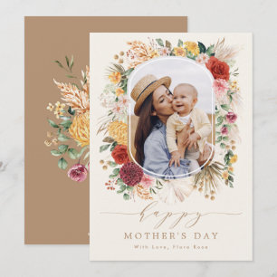 Tropical Boho Pampas Flower Mother's Day Card