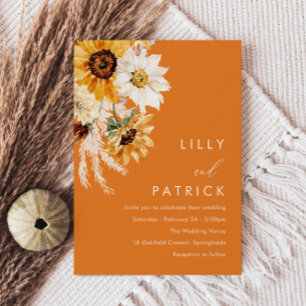 Tropical Boho Sunflower Wedding Invitation