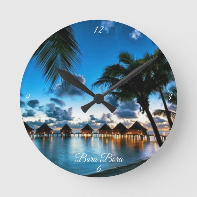 Tropical Bora Bora Round Clock (Front)