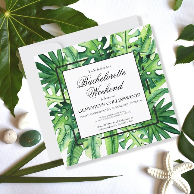 Tropical Botanical Bachelorette Weekend Itinerary Invitation (Creator Uploaded)