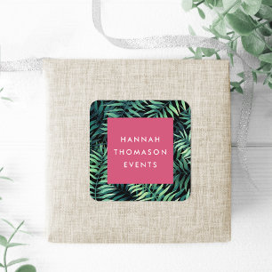 Tropical Botanical Business Name Square Sticker