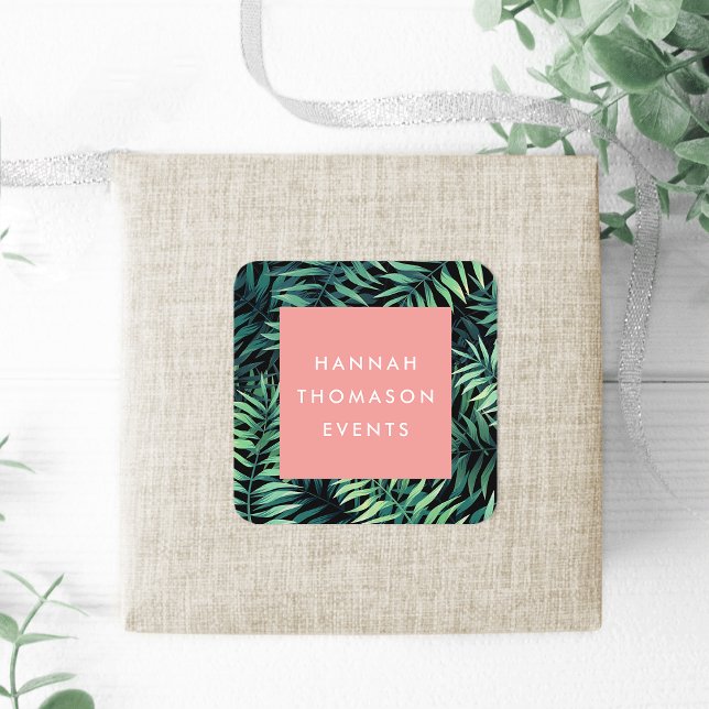 Tropical Botanical Business Name Square Sticker (Creator Uploaded)