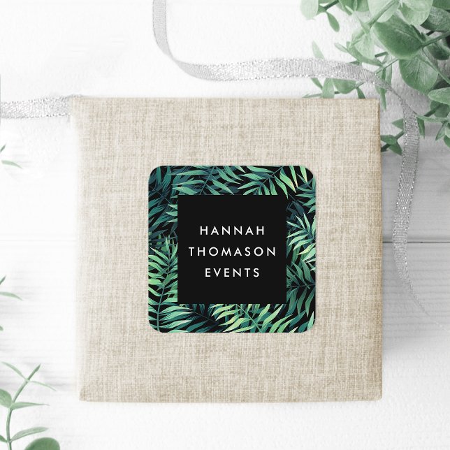 Tropical Botanical Business Name Square Sticker (Creator Uploaded)