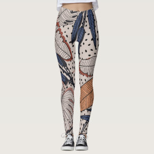 Tropical Botanical Fabric Vintage Illustration Leggings