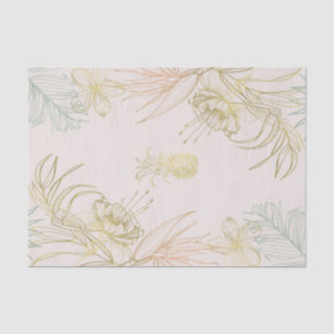 Tropical Botanical Floral Leaves Gold Pineapple Tissue Paper