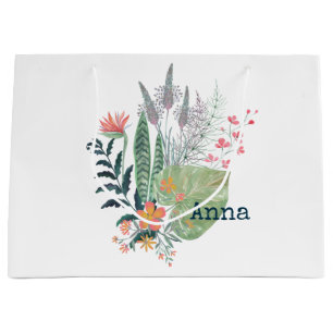 tropical Botanical floral personalized Large Gift Bag