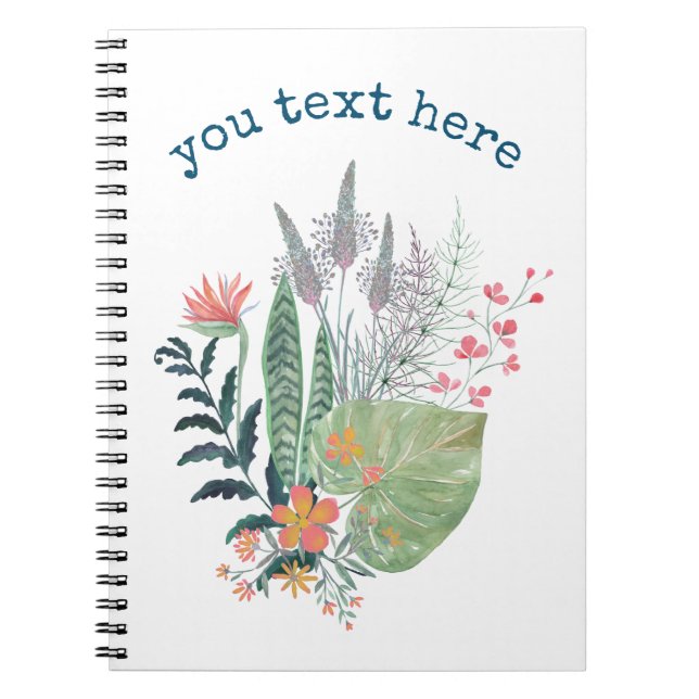 tropical Botanical floral personalized Notebook (Front)