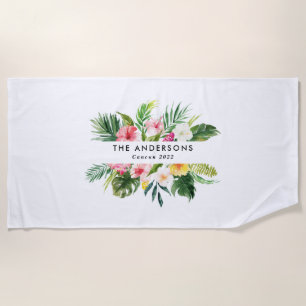 Tropical botanical floral summer vacation  beach towel