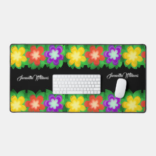 Tropical Botanical Flowers Desk Mat