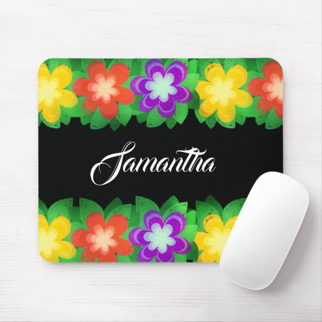 Tropical Botanical Flowers Mouse Pad (With Mouse)