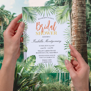 Tropical Botanical Green Bridal Shower Invitation