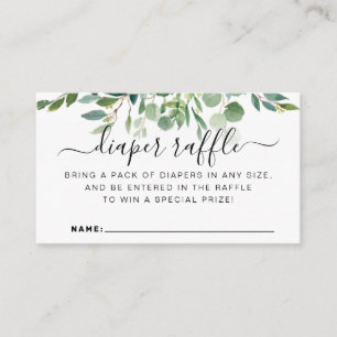 Tropical Botanical Greenery Leaves Diaper Raffle Enclosure Card