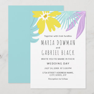 Tropical botanical leaves Chic wedding Invitation