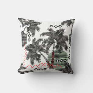Tropical, Botanical, leaves , palm, tree, travel, Throw Pillow