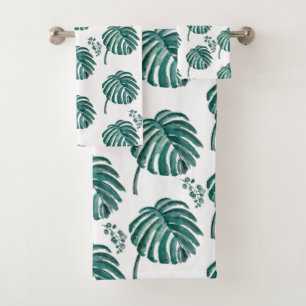 Tropical Botanical Painting Print Bath Towel Set