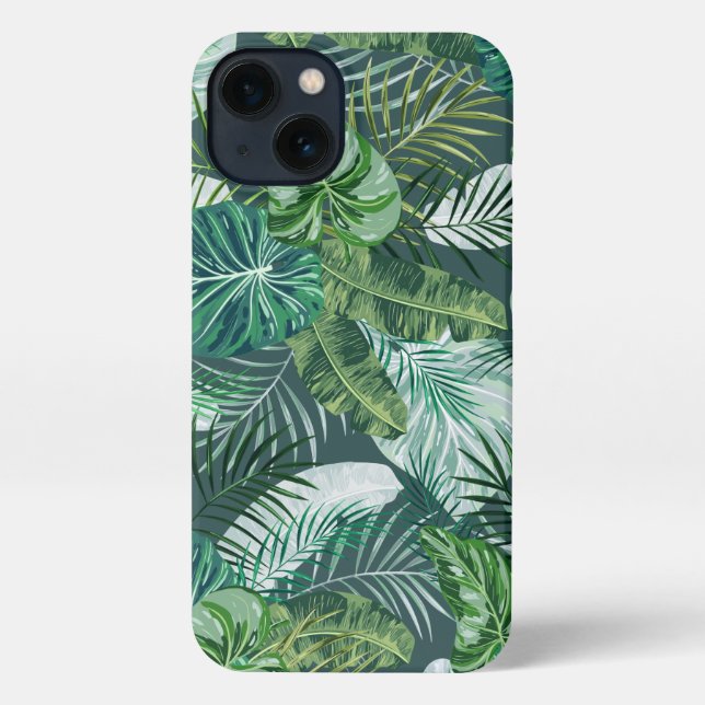 Tropical Botanical Palm Leaves Pattern iPhone Case (Back)