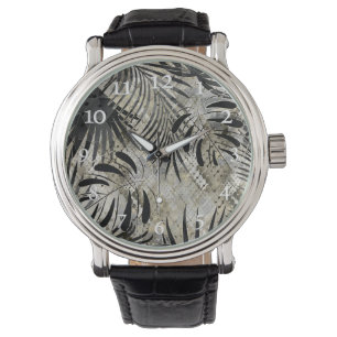 Tropical, Botanical, snake skin, leaves , palm, Watch
