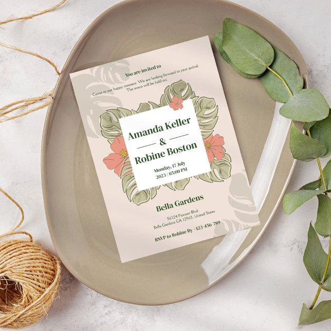 Tropical Botanical Wedding Invitation (Creator Uploaded)