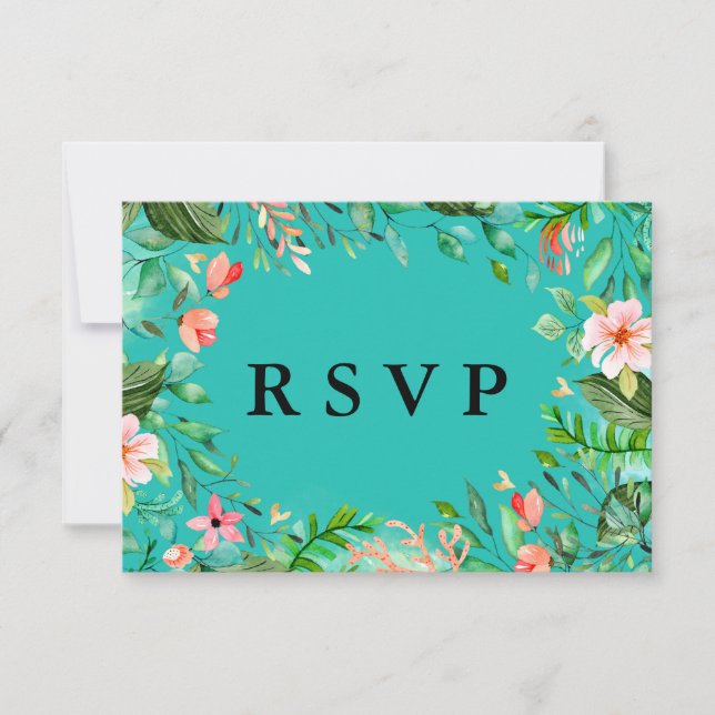 Tropical Botanical Wedding RSVP Card Meal Options (Front)