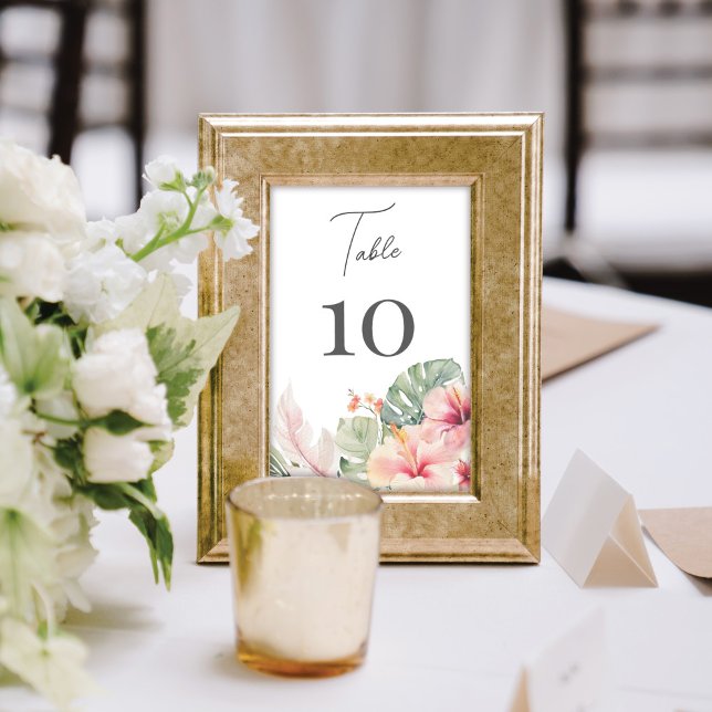 Tropical Botanicals Hibiscus Floral Wedding Table Number (Creator Uploaded)