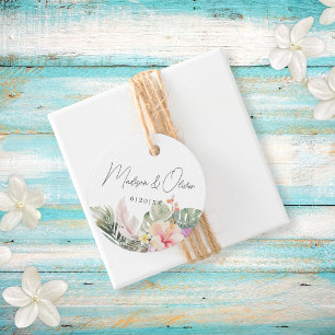 Tropical Botanicals Watercolor Wedding Favour Tags