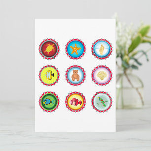 Tropical Bottle Caps Design Ocean and Wildlife Invitation