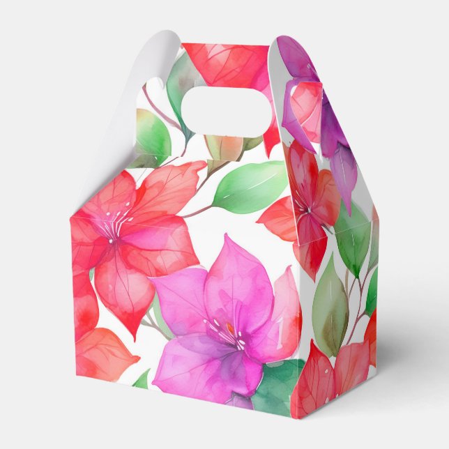 Tropical bougainvillea pattern favor box (Front Side)
