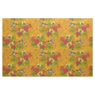 Tropical bouquet and hummingbirds 2 fabric