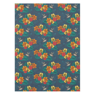 Tropical bouquet and hummingbirds tablecloth