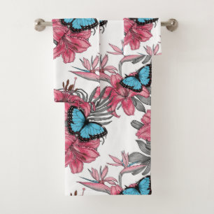 Tropical bouquet bath towel set