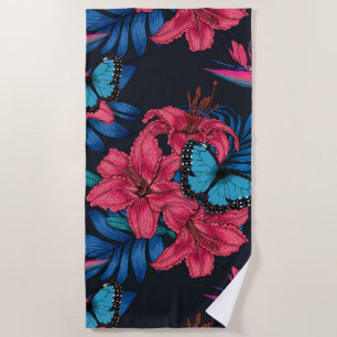 Tropical bouquet beach towel