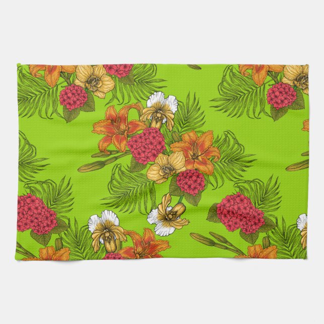 Tropical bouquet kitchen towel (Horizontal)