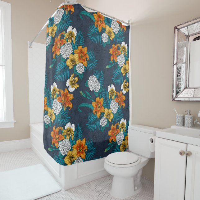 Tropical bouquet on blue (In Situ)