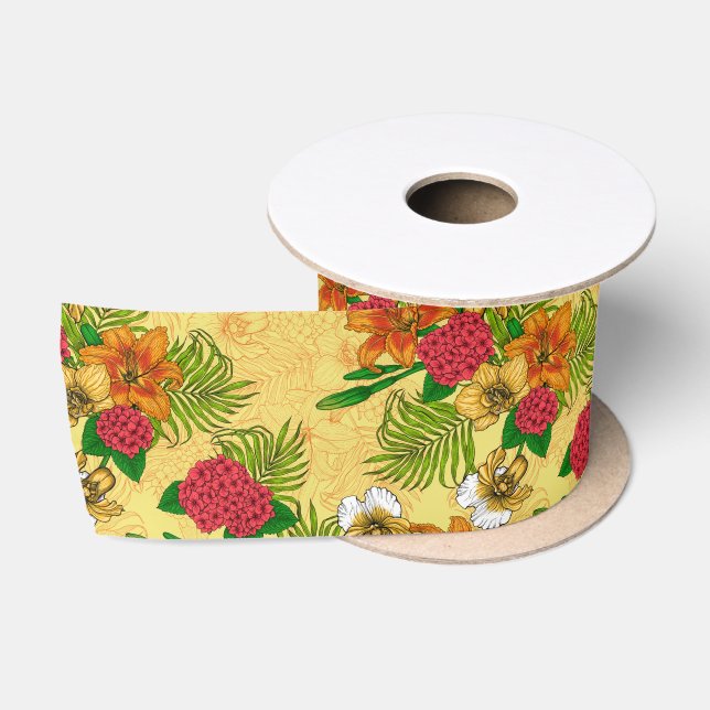 Tropical bouquet satin ribbon (Spool)