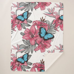 Tropical bouquet sherpa blanket