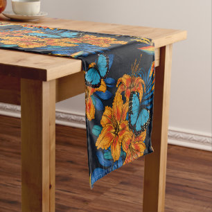 Tropical bouquet short table runner