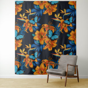 Tropical bouquet tapestry