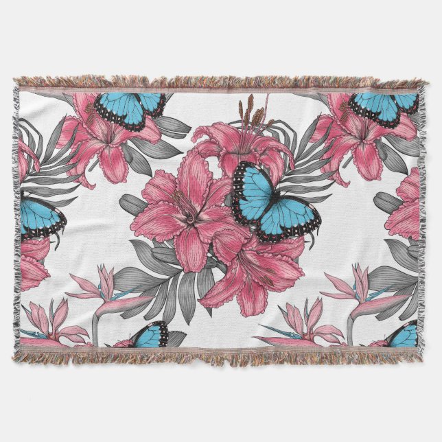 Tropical bouquet throw blanket (Front)