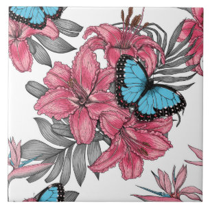 Tropical bouquet tile